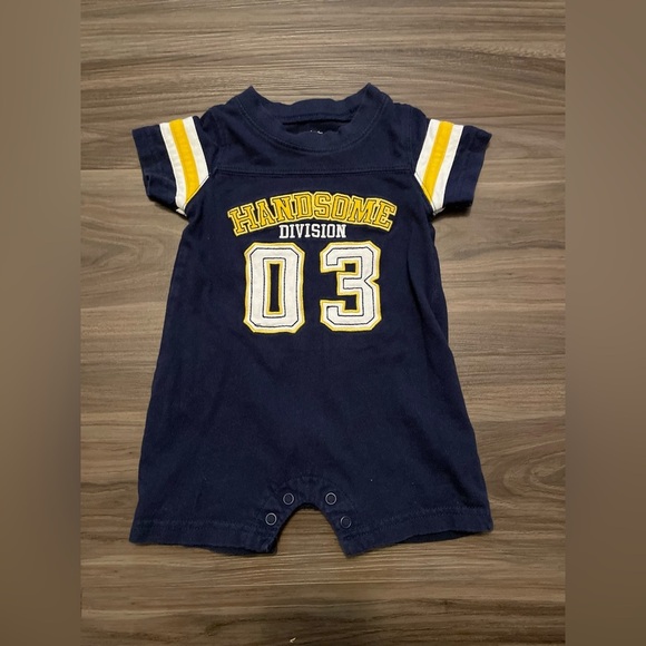 Carter's Navy and Yellow Handsome Division Baby Romper size 3M - Picture 1 of 3